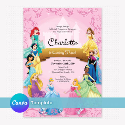 Disney Princess Invitation Template in Canva