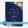 Navy Blue Wedding Invitation Set Template - Canva Editable