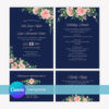 Navy Blue Wedding Invitation Set Template - Canva Editable