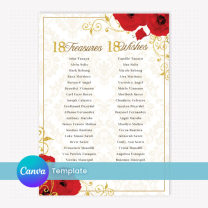 Red Royal Debut Invitation Template in Canva