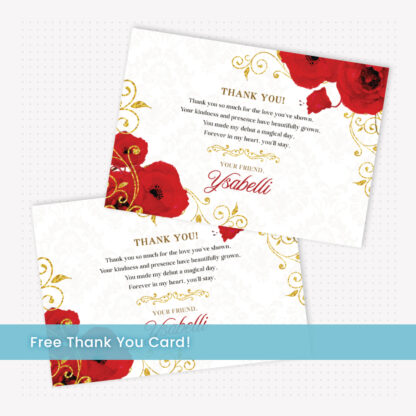 Red Royal Invitation Canva Template FREE Thank You Card