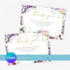 Cheers to 60 Years Birthday Thank You Card Template with Purple Flowers & Elegant Gold Frame Editable in Canva