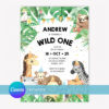 Safari Birthday Invitation Template editable in Canva