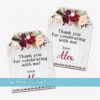Bohemian Thank You Tag Template - Red/Maroon Flowers/Floral