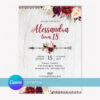 Bohemian Invitation Template - Red/Maroon Flowers/Floral